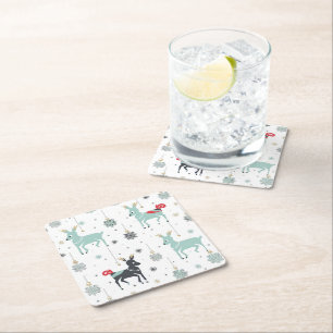 Christmas ornaments  square paper coaster