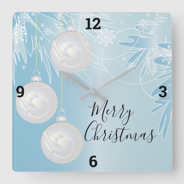 Christmas Ornaments Square Wall Clock (Front)