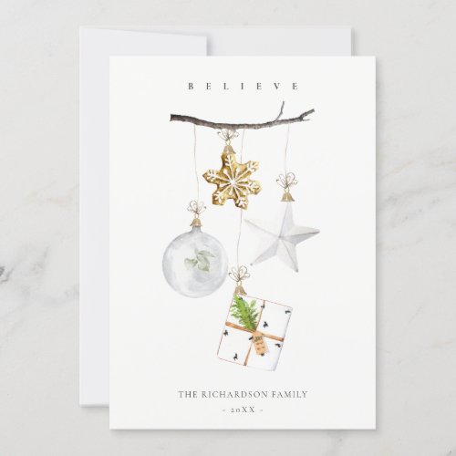 Christmas Ornaments Star Cookie Chime Believe Holiday Card