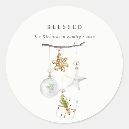 Christmas Ornaments Star Cookie Chime Blessed Classic Round Sticker
