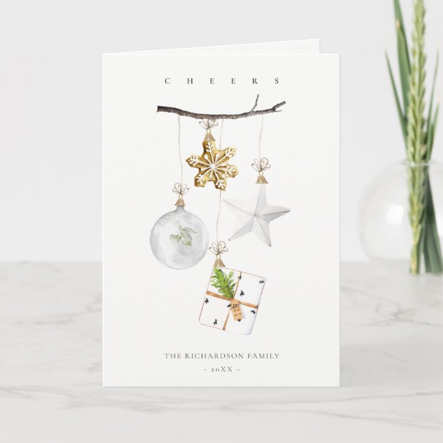 Christmas Ornaments Star Cookie Chime Cheers Card (Front)