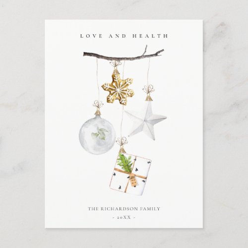 Christmas Ornaments Star Cookie Chime Love Health Holiday Postcard