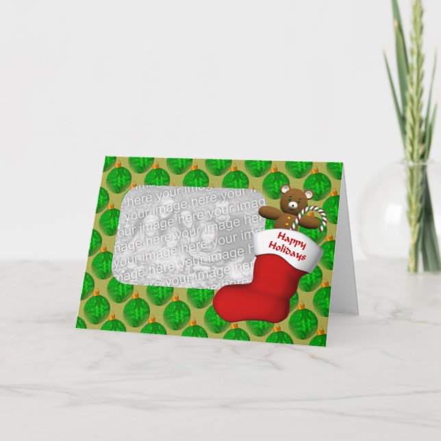 Christmas Ornaments Stocking Holiday Photo Card (Front)