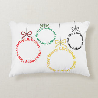 Christmas Ornaments Text Design Accent Pillow