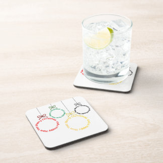 Christmas Ornaments Text Design Beverage Coaster