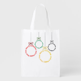 Christmas Ornaments Text Design Grocery Bag