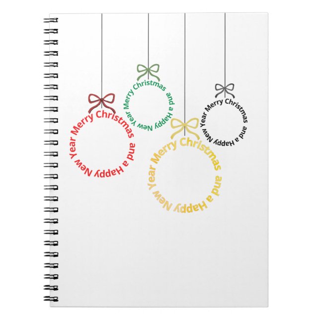 Christmas Ornaments Text Design Notebook (Front)