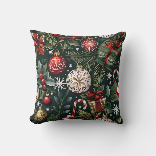 Christmas Ornaments Throw Pillow (Front)