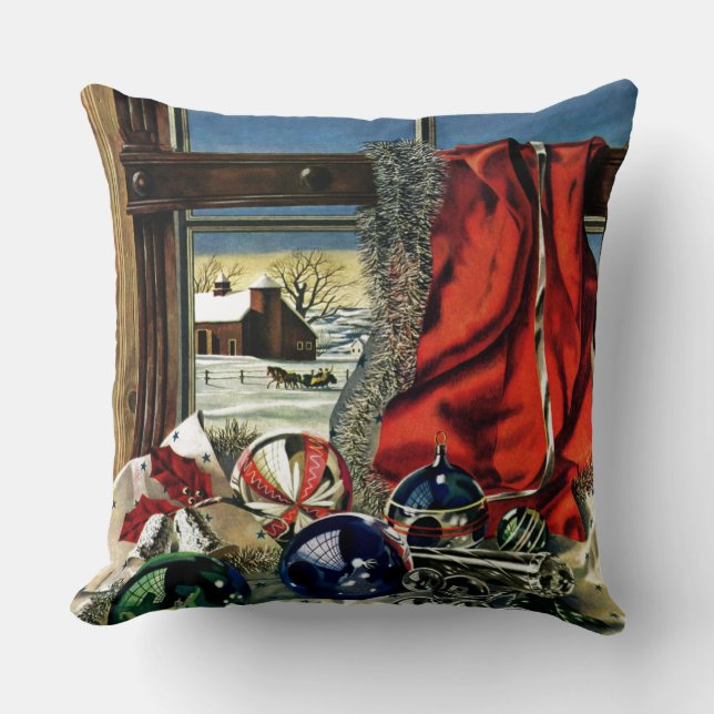 Christmas Ornaments Throw Pillow (Front)