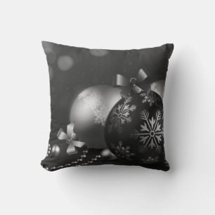 Christmas Ornaments Throw Pillow/Black & White Pillow