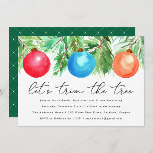 Christmas Ornaments   Tree Trimming Party Invitation