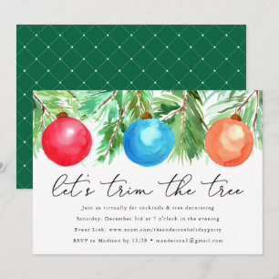 Christmas Ornaments Tree Trimming Virtual Party Invitation