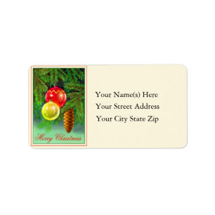 Christmas Ornaments Vintage Address Label