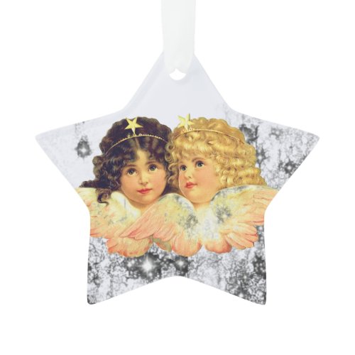 CHRISTMAS ORNAMENTS VINTAGE ANGELS AND STARS