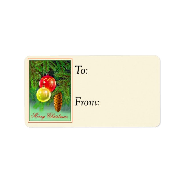 Christmas Ornaments Vintage Gift Tag (Front)