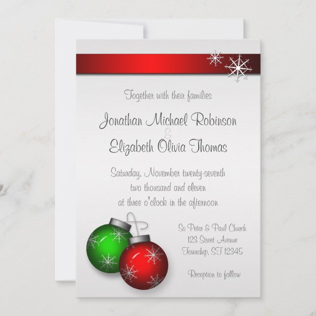 Christmas Ornaments Wedding Invitations (Front)