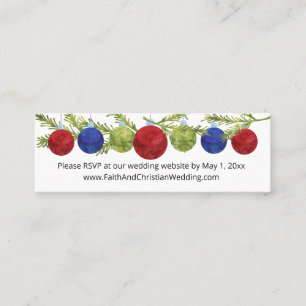 Christmas Ornaments, Wedding Website RSVP Mini Business Card