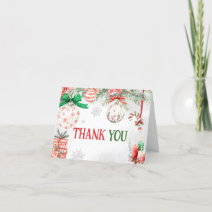 Christmas Ornaments Winter Baby Shower Letterpress Thank You Card