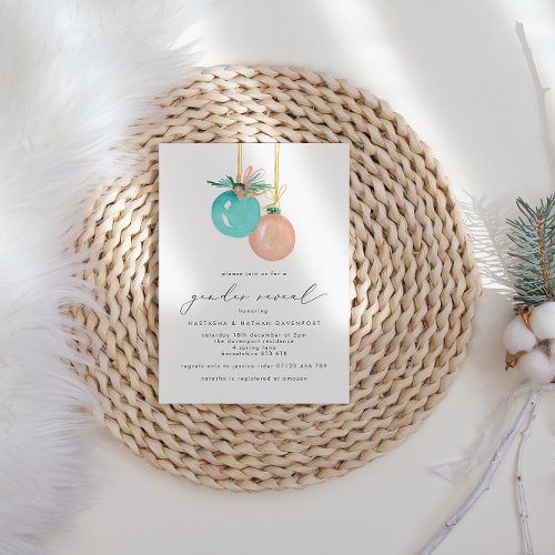 Christmas Ornaments Winter Gender Reveal Invitation