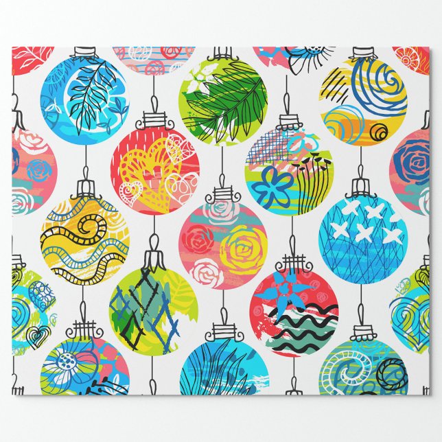 Christmas Ornaments Wrapping Paper (Pretty Colorful Design Christmas Ornaments Wrapping Paper!)