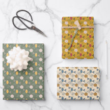 Christmas ornaments wrapping paper set of 3