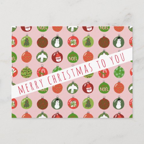 Christmas Ornaments Xmas Balls Charming Holiday Postcard