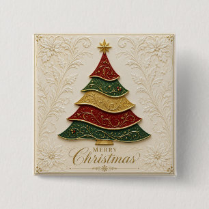 Christmas Ornate Gold Enamel Tree Button