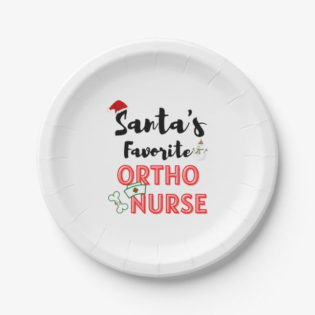 Christmas Orthopedic Nurse Paper Plates (Front)