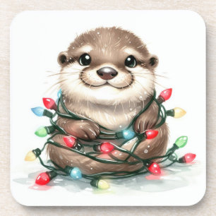 Christmas Otter Beverage Coaster