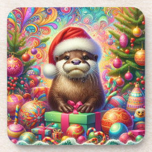 Christmas Otter Beverage Coaster