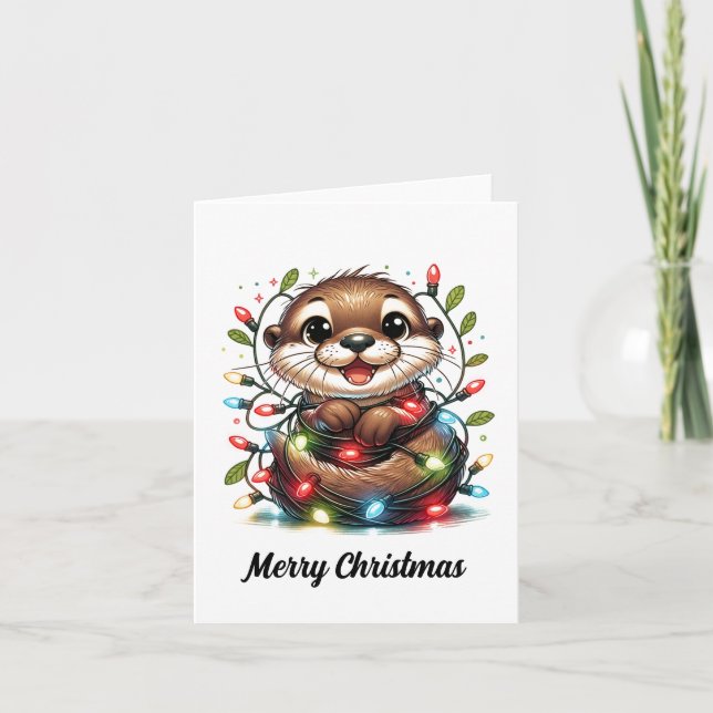 Christmas Otter Christmas Holiday Card (Front)