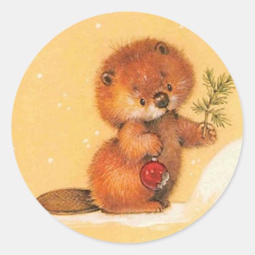 Christmas otter  classic round sticker