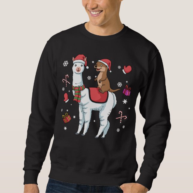 Christmas Otter Gift Kids Alpaka Gift Women Llama Sweatshirt (Front)