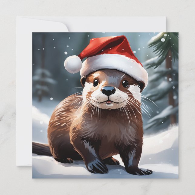 Christmas Otter Greeting Card (Front)