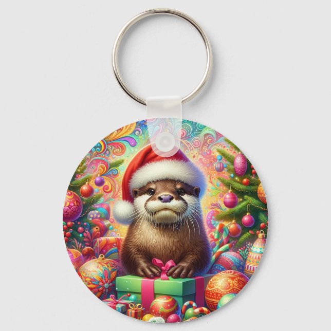 Christmas Otter Keychain (Front)