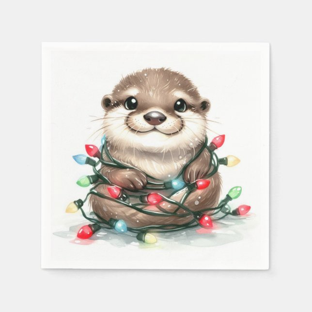 Christmas Otter Napkins (Front)