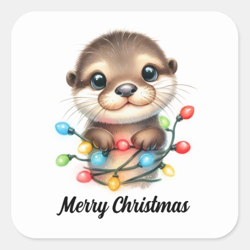 Christmas Otter Square Sticker