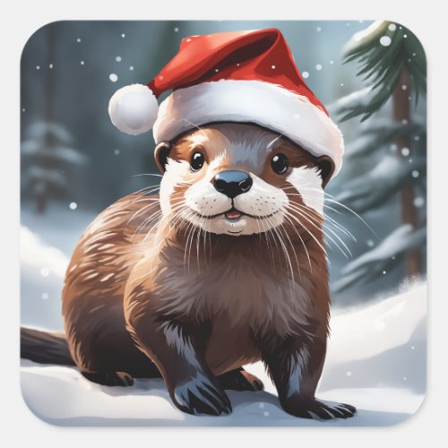 Christmas Otter Stickers