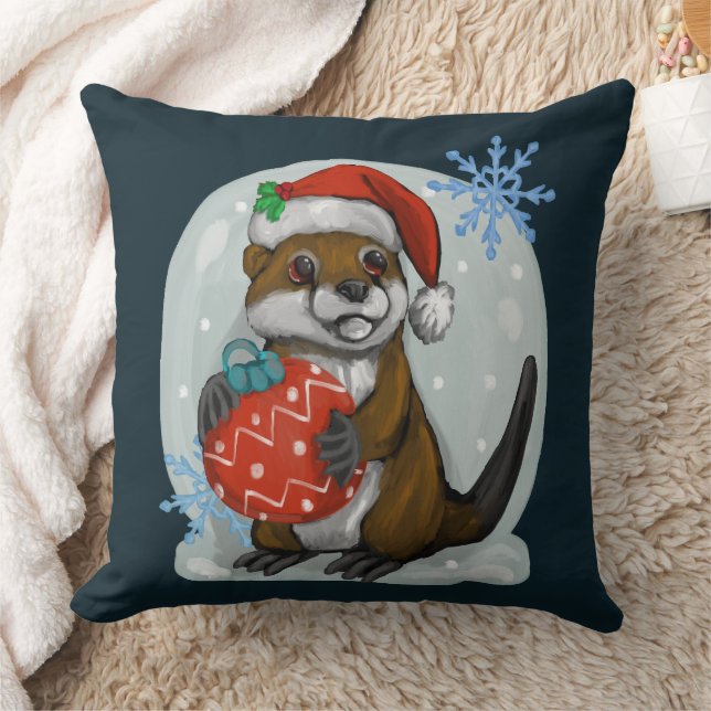 Christmas otter throw pillow (Blanket)