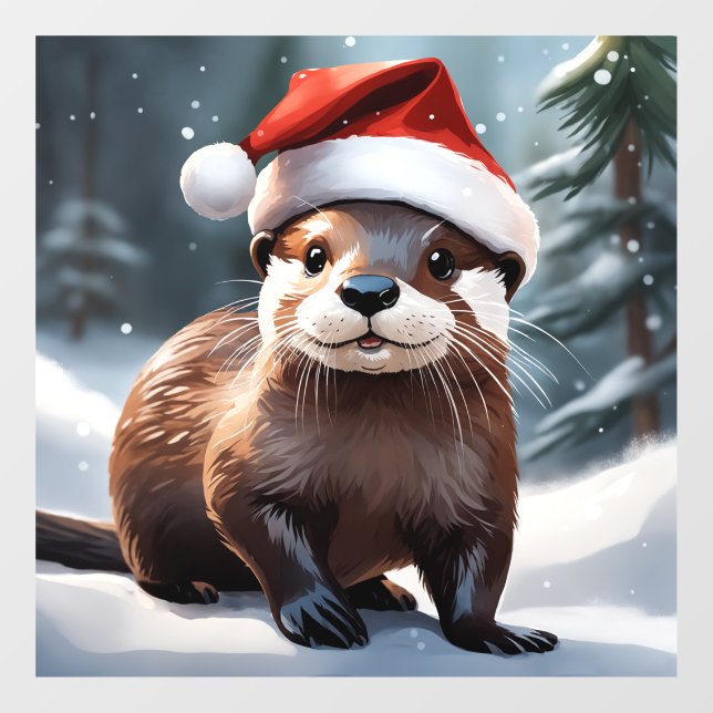 Christmas Otter Window Cling (Sheet)