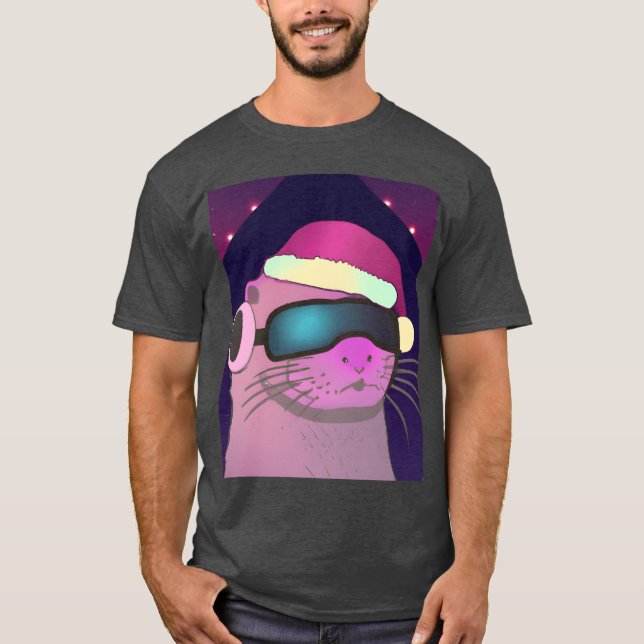 Christmas Otter With Christmas Hat friends T-Shirt (Front)