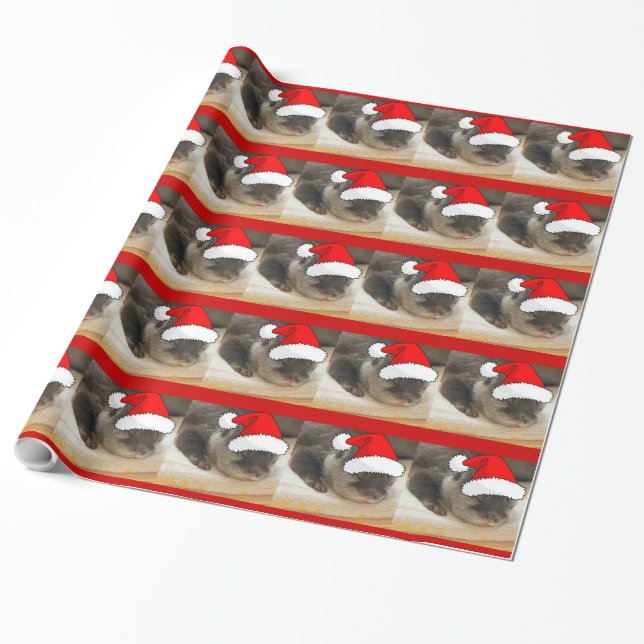 Christmas Otter Wrapping Paper (Unrolled)