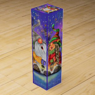 Christmas ouple Gnomes Wine Gift Box