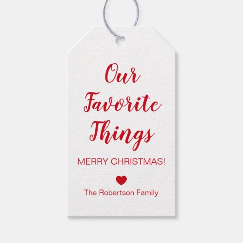 Christmas Our Favorite Things for Holiday Season Gift Tags