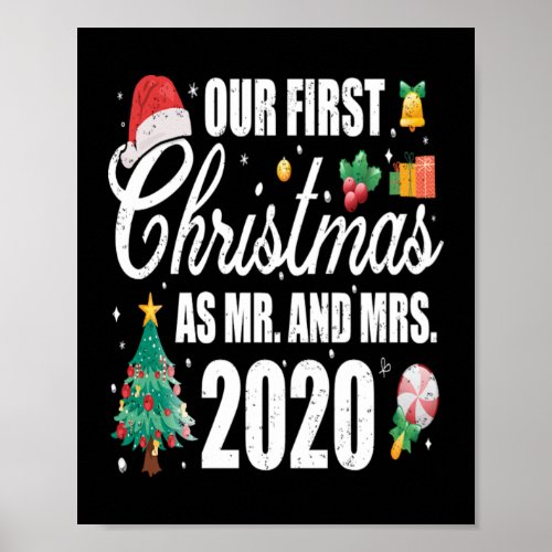 Christmas Our First As Mr Mrs Gift Xmas Couple Poster