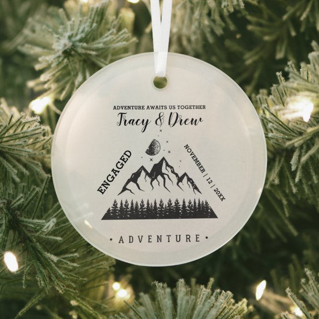 Christmas Outdoor Moon Star Couple Engagement Glass Ornament (Insitu)