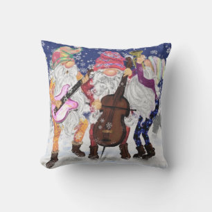 Christmas Outdoor Pillow Happy Gnome Music Band