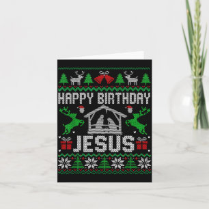 Christmas Outfit Happy Birthday Jesus Holiday Ugly Card