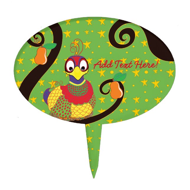 Christmas Oval Cake Pick. Personalize Cake Topper (Front)