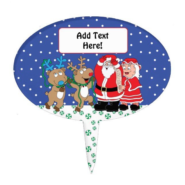 Christmas Oval Personalized Cake Pick (Front)